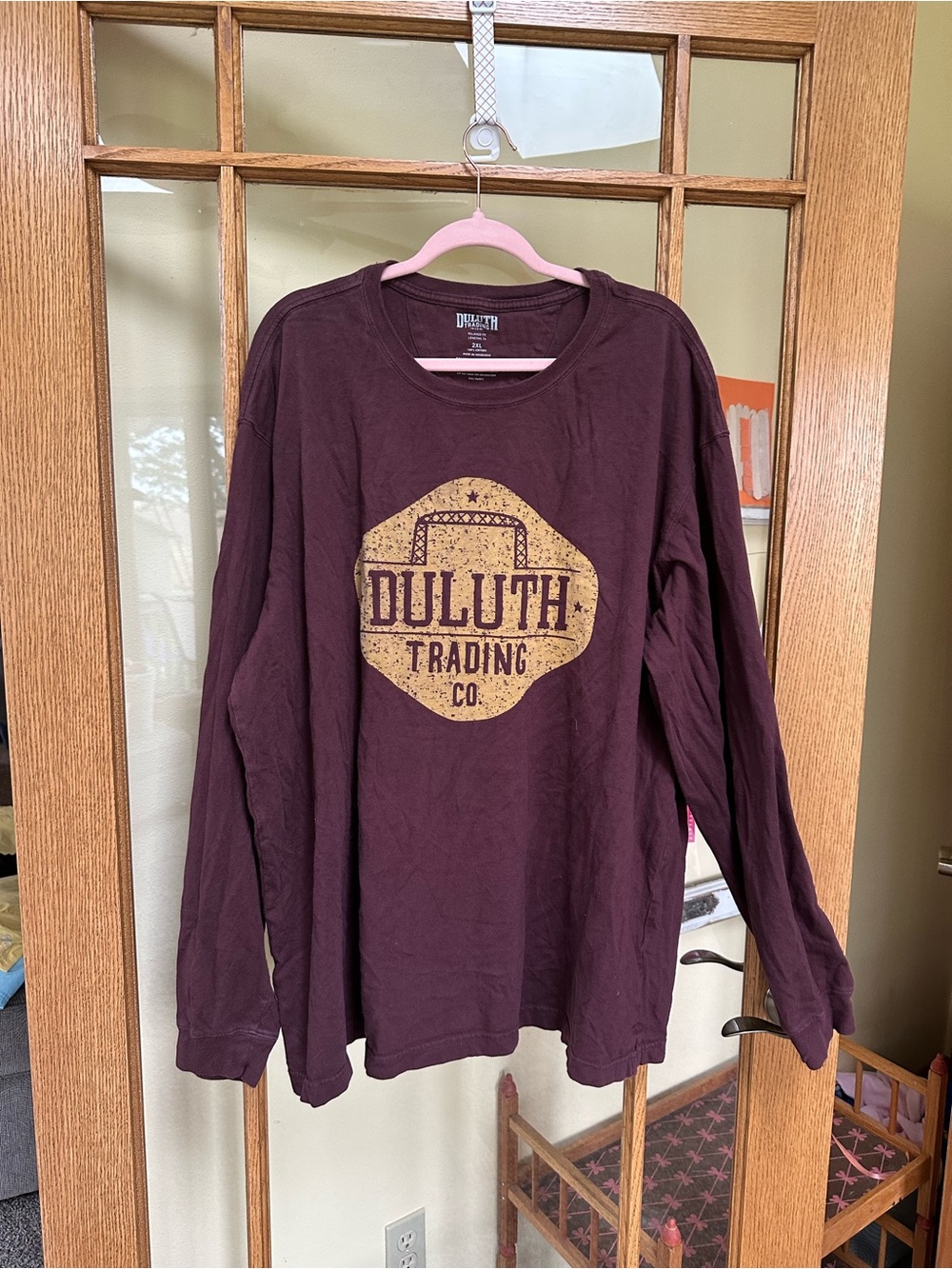 Duluth Trading Co Maroon Long Sleeve Logo Tee